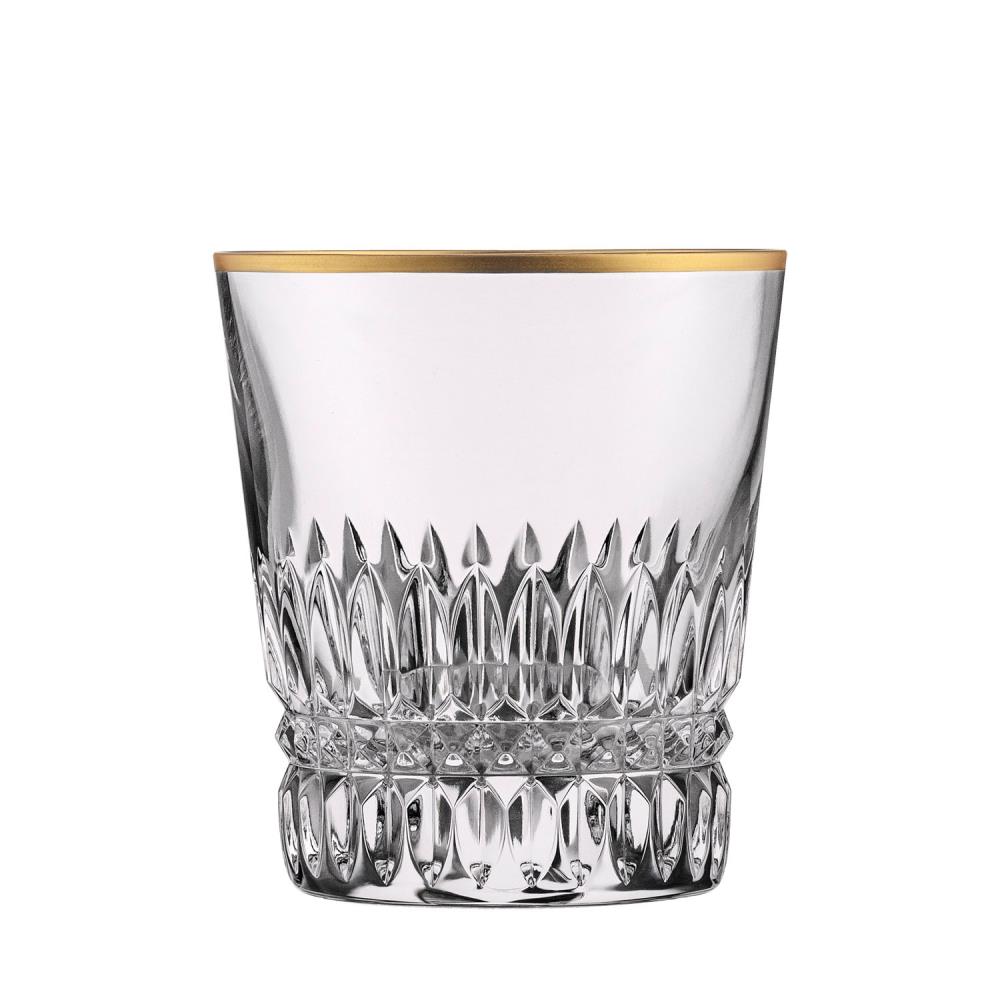 Whiskey glass crystal Empire Gold rim clear (10 cm)