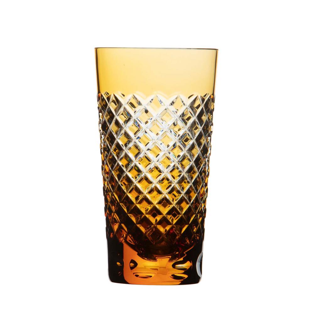 Becher Kristall Karo amber (14 cm)