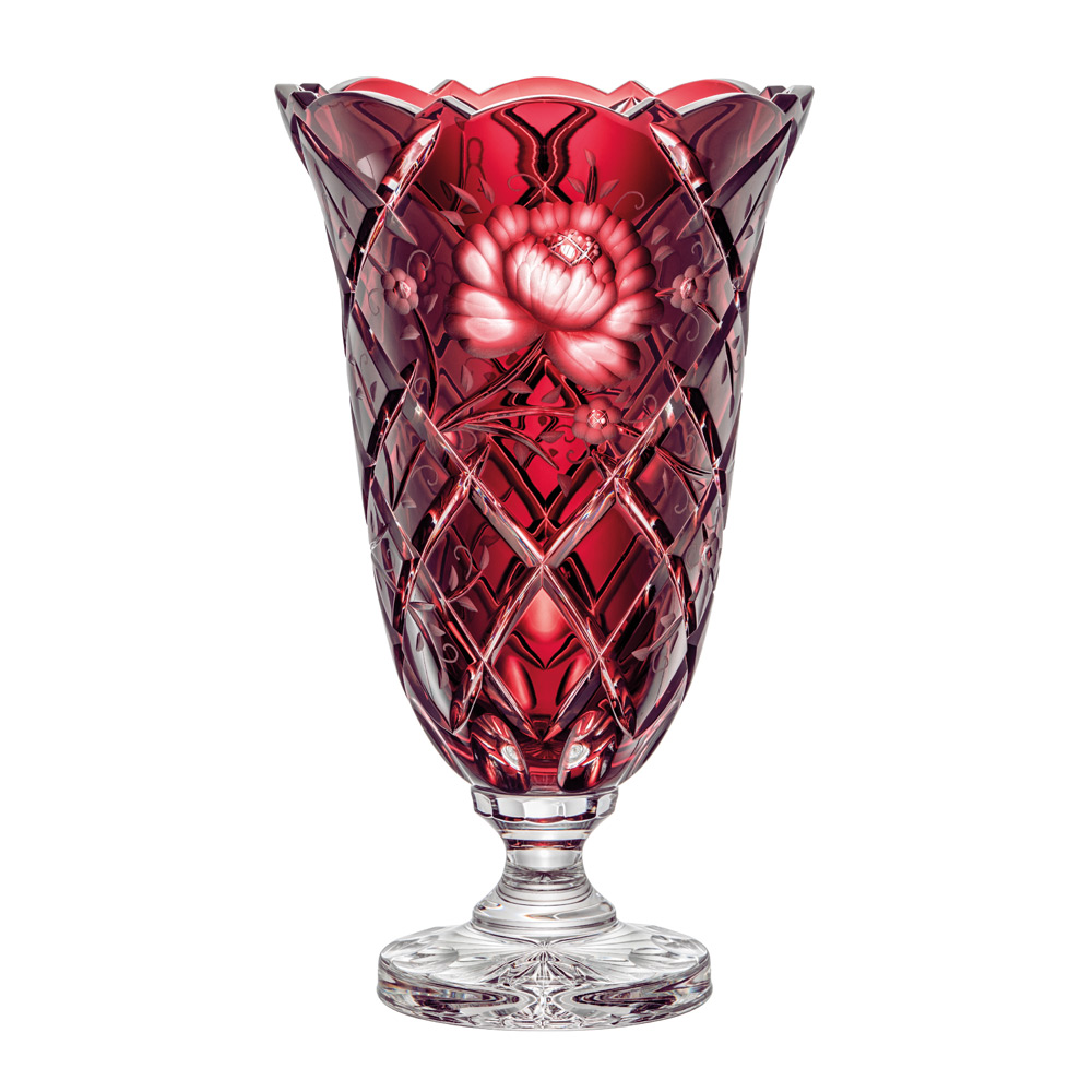 Vase Kristallglas Sunrose rubin (37 cm)