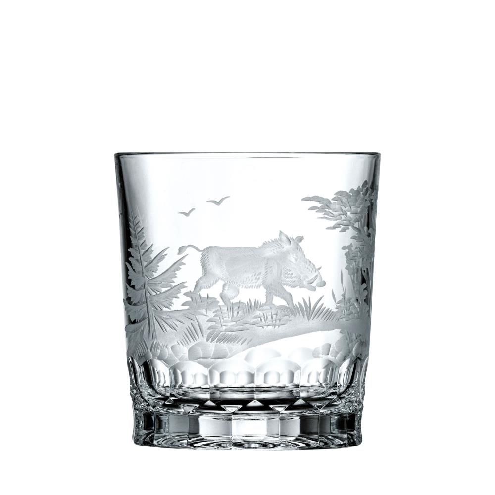 Whiskey glass crystal hunting wild boar clear (9.3 cm)