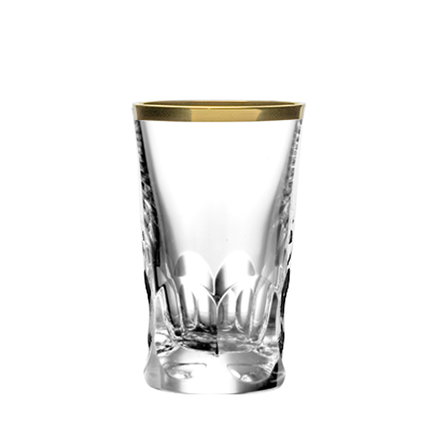 SHOT GLASS CRYSTAL PALAIS GOLD rim clear (8 CM)