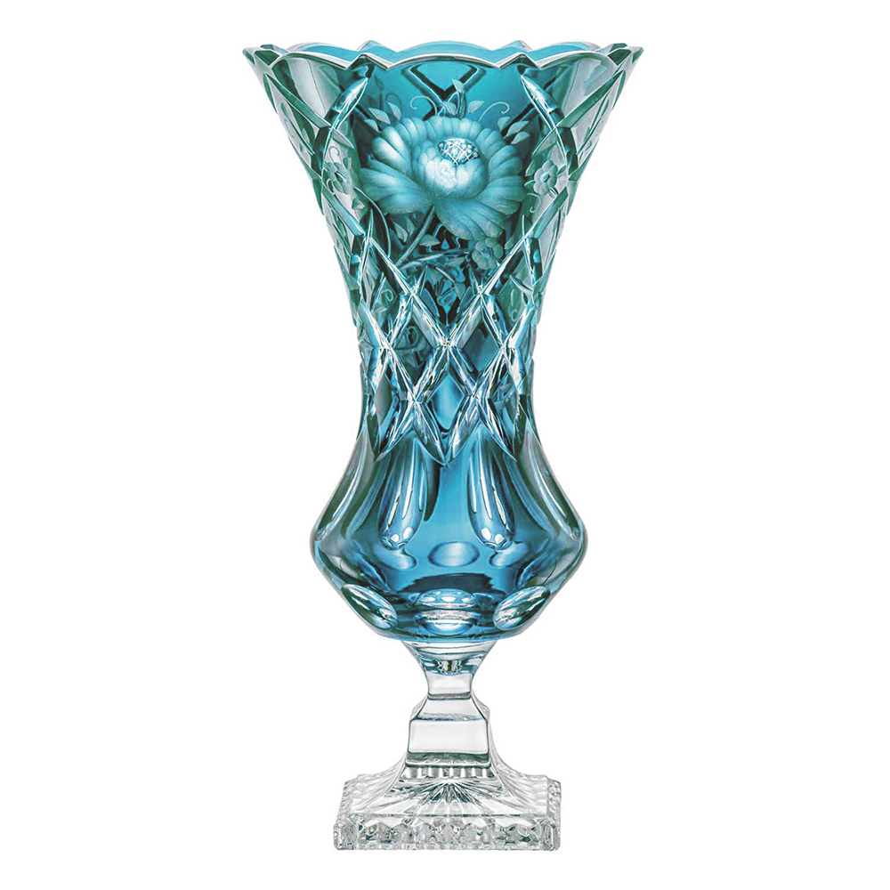 Vase Kristallglas Sunrose azur (34 cm)