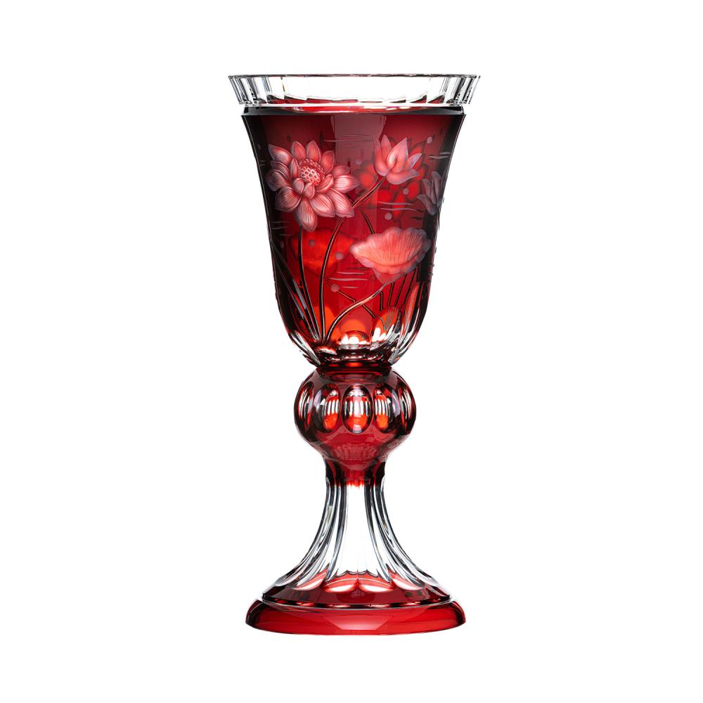 Vase Kristallglas Lotus rubin (26 cm)