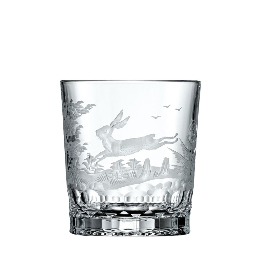 Whiskey glass crystal hunting rabbit clear (9.3 cm)