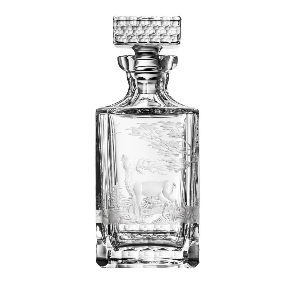 Whiskey decanter crystal hunting deer clear (25 cm)