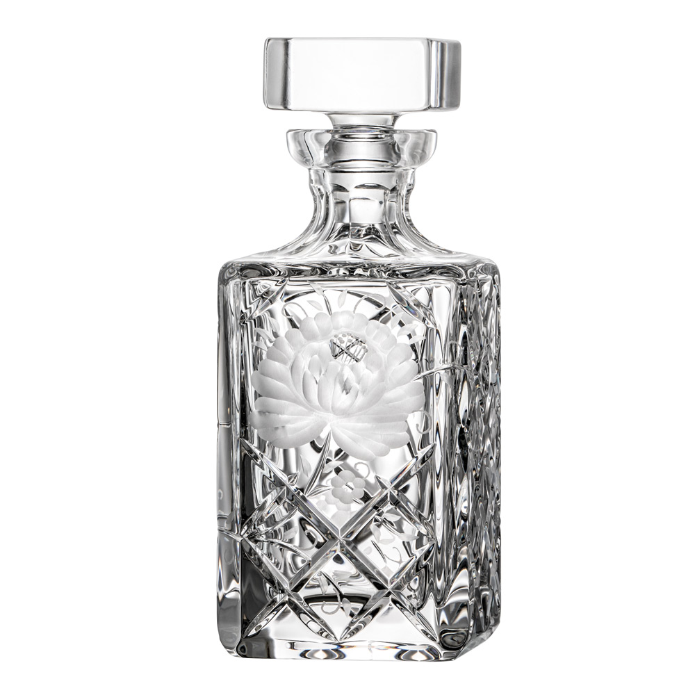 Whiskey decanter crystal Sunrose clear (25 cm)