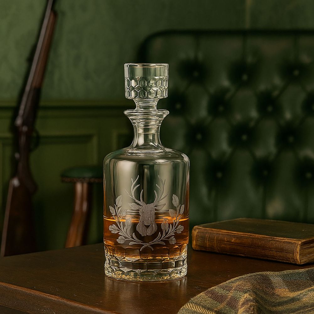 Whiskey carafe crystal deer head clear (25 cm)
