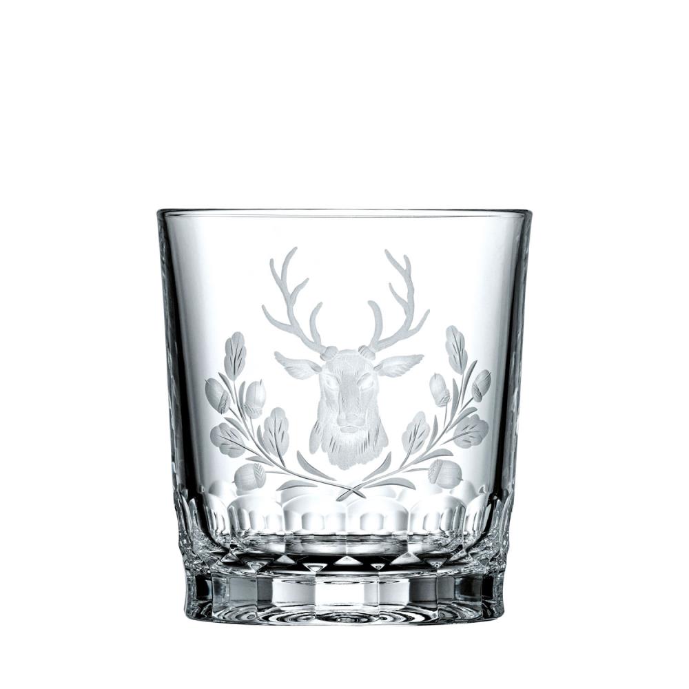 Crystal deer head whiskey glass clear (9.3 cm)