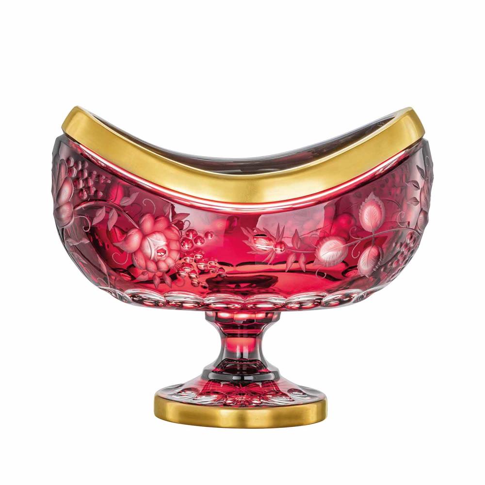 Jardiniere crystal glass Primerose Gold ruby red (26 cm)