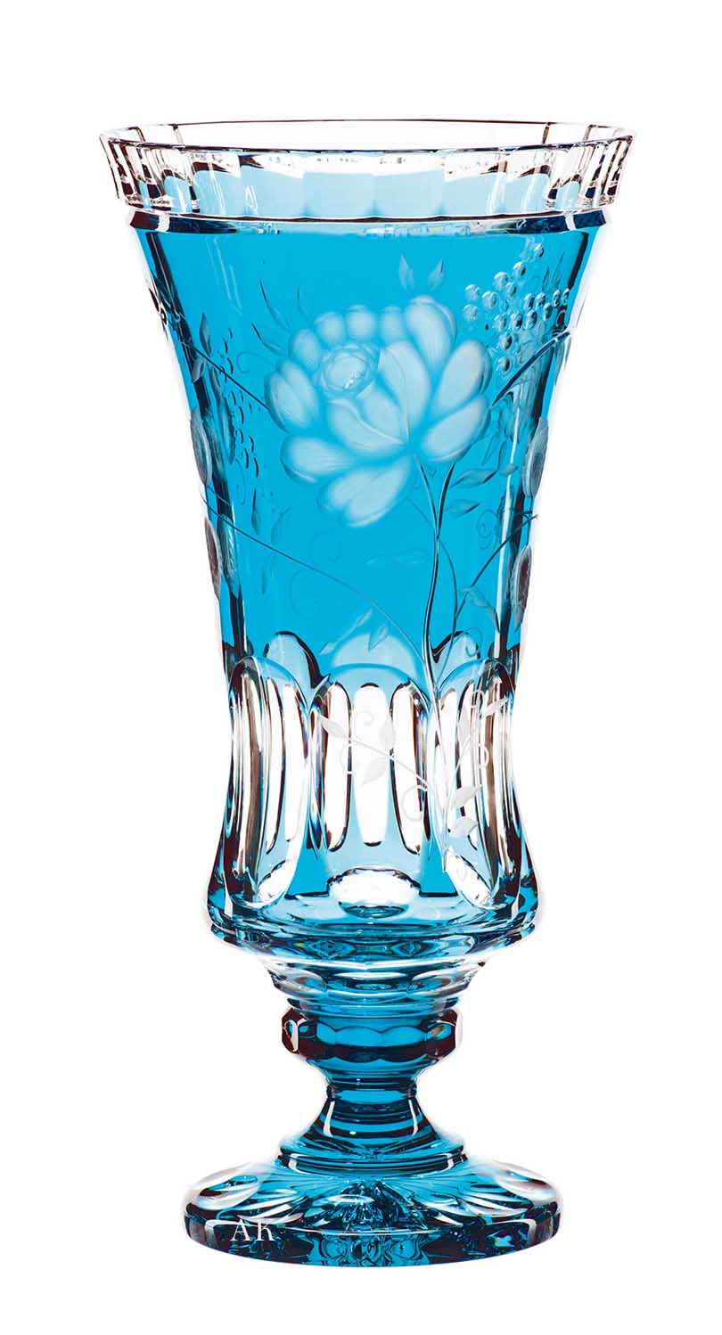 Vase Kristallglas Primerose azur (43 cm)