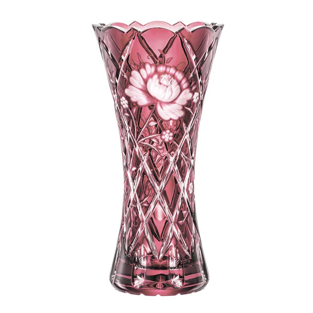 Vase crystal Sunrose rosalin (30 cm)