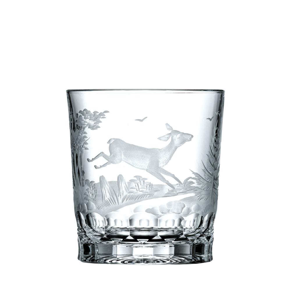 Whiskey glass crystal hunting deer clear (9,3 cm)