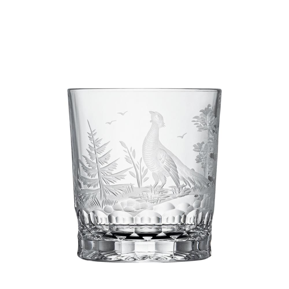 Whiskey glass crystal hunting pheasant clear (9.3 cm)