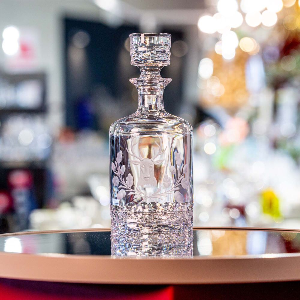 Whiskey carafe crystal deer head clear (25 cm)