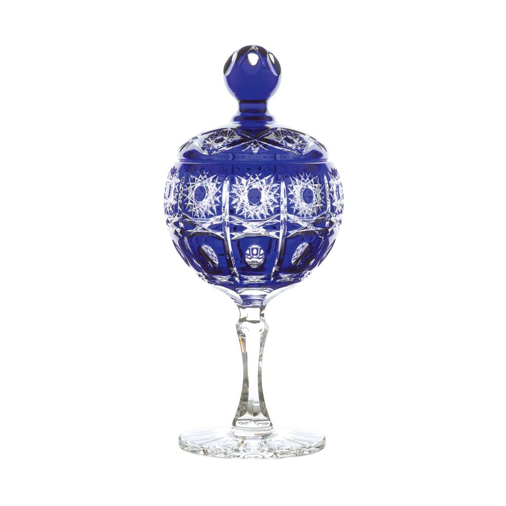 Pokal Kristallglas Dresden kobalt (36 cm)