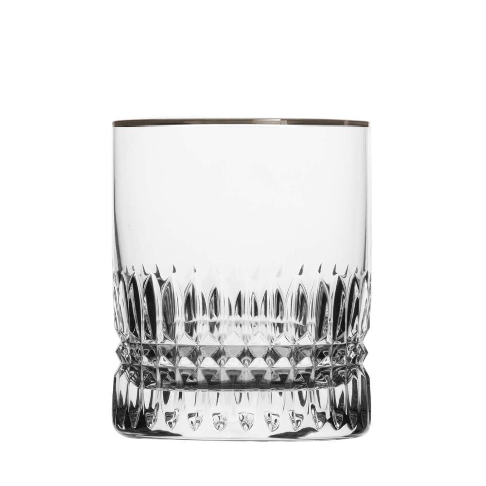 Whiskey glass crystal Empire Platinum rim clear (10 cm)